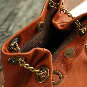 Retro Women's Messenger Bag Chain Tassel Leather Bucket Bag