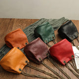 Retro Women's Messenger Bag Chain Tassel Leather Bucket Bag
