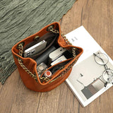 Retro Women's Messenger Bag Chain Tassel Leather Bucket Bag
