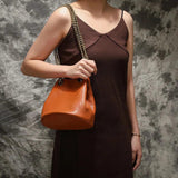 Retro Women's Messenger Bag Chain Tassel Leather Bucket Bag