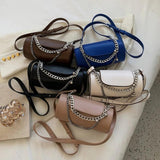 Leather Messenger Crossbody Bag Chains Shoulder Bags