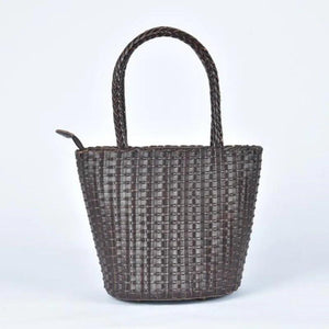 Spring and Retro Leather Hand-Woven Bag Japanese Bucket Bag