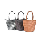 Spring and Retro Leather Hand-Woven Bag Japanese Bucket Bag