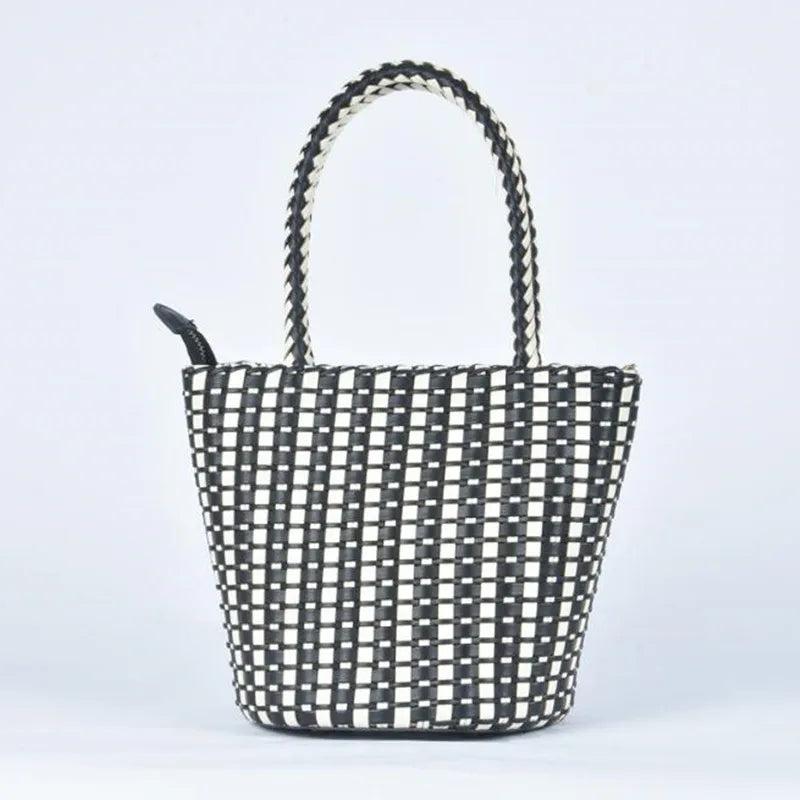 Spring and Retro Leather Hand-Woven Bag Japanese Bucket Bag