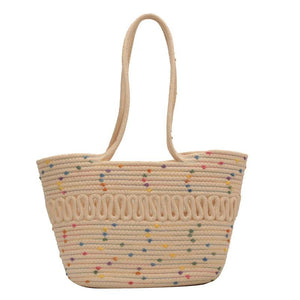 Summer Straw Women Bag Woven Beach Bag Large Capacity Shoulder Basket Bag