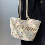 Summer Straw Women Bag Woven Beach Bag Large Capacity Shoulder Basket Bag