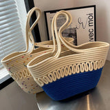 Summer Straw Women Bag Woven Beach Bag Large Capacity Shoulder Basket Bag