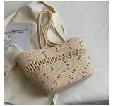 Summer Straw Women Bag Woven Beach Bag Large Capacity Shoulder Basket Bag