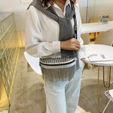 Leather Crossbody Bags Rivet Shoulder Handbag Metal Tassel Saddle Bags