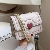 Square Shoulder Bag Women Chain Handle PU Daily Handbag