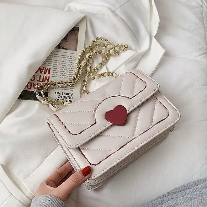 Square Shoulder Bag Women Chain Handle PU Daily Handbag