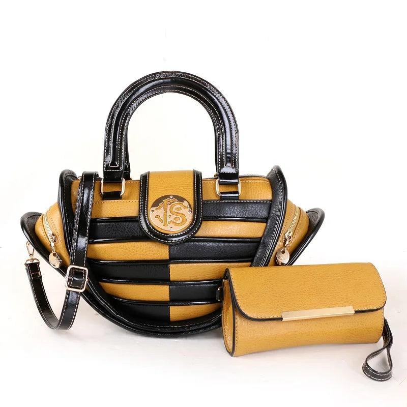 European & American Bucket Bag Stitching Large Handbag