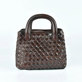 Retro first layer cowhide woven messenger bag for women