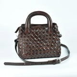 Retro first layer cowhide woven messenger bag for women