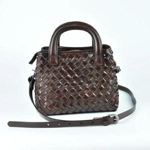 Retro first layer cowhide woven messenger bag for women