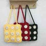 Women's Flower Crochet Wrist Bag Summer Beach Shoulder Purse
