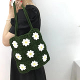 Women's Flower Crochet Wrist Bag Summer Beach Shoulder Purse