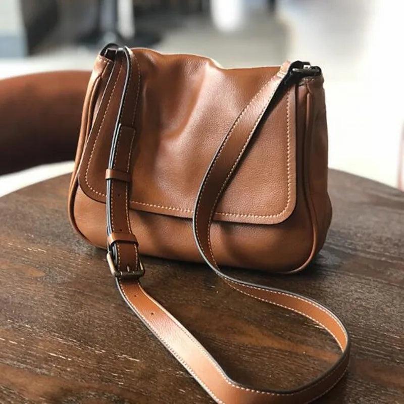 Cowhide Bucket Bag Women Casual Tote Crossbody Messenger 100% Leather