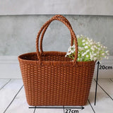 Retro Braided Leather Women's Shopping Bag