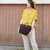 Retro Braided Leather Women's Shopping Bag