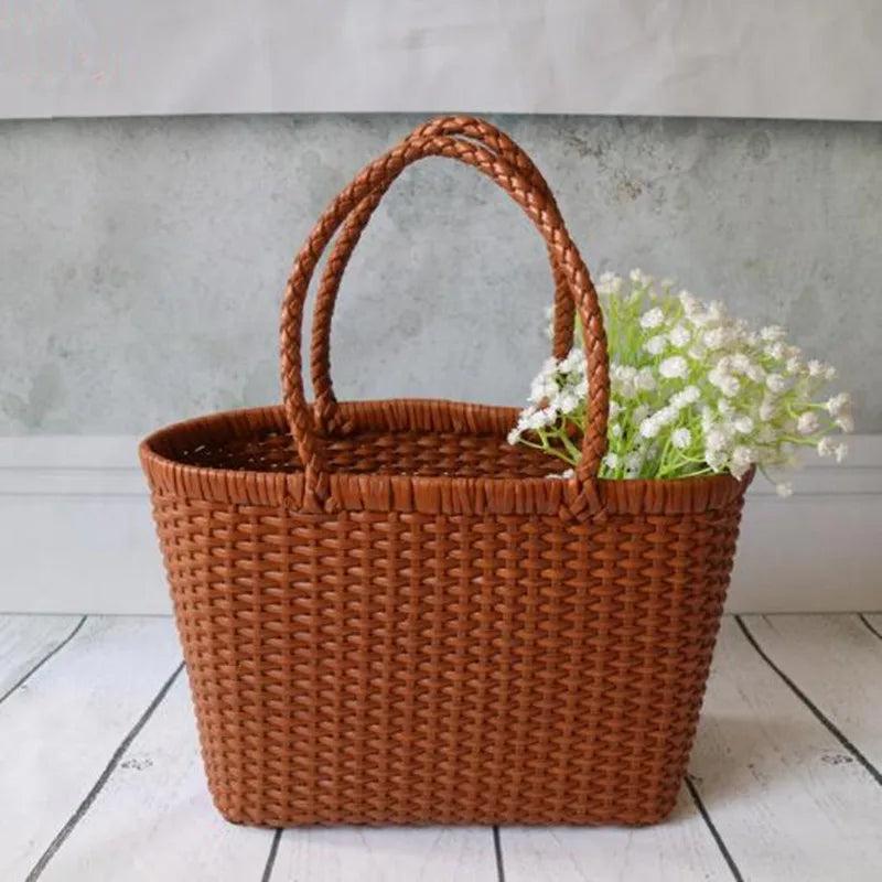 Retro Braided Leather Women's Shopping Bag