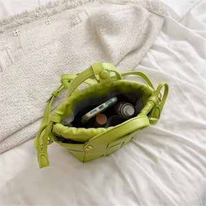 Women's Weave PU Leather Bucket Bag Shoulder Crossbody Totes