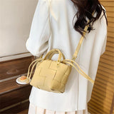 Women's Weave PU Leather Bucket Bag Shoulder Crossbody Totes