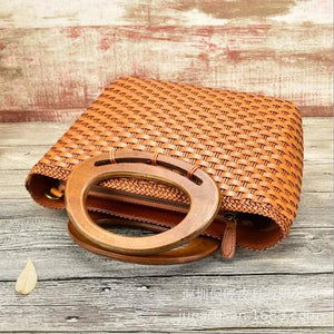 Hand-woven Leather Shoulder Bag Vintage Shopping Bag Crossed Tote Bags