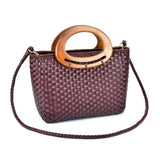 Hand-woven Leather Shoulder Bag Vintage Shopping Bag Crossed Tote Bags