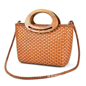 Hand-woven Leather Shoulder Bag Vintage Shopping Bag Crossed Tote Bags