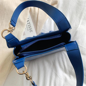 Summer Women's Handbags Ruched PU Leather Shoulder Bags for Women