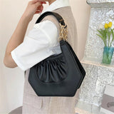 Summer Women's Handbags Ruched PU Leather Shoulder Bags for Women
