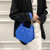 Summer Women's Handbags Ruched PU Leather Shoulder Bags for Women