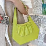Summer Women's Handbags Ruched PU Leather Shoulder Bags for Women