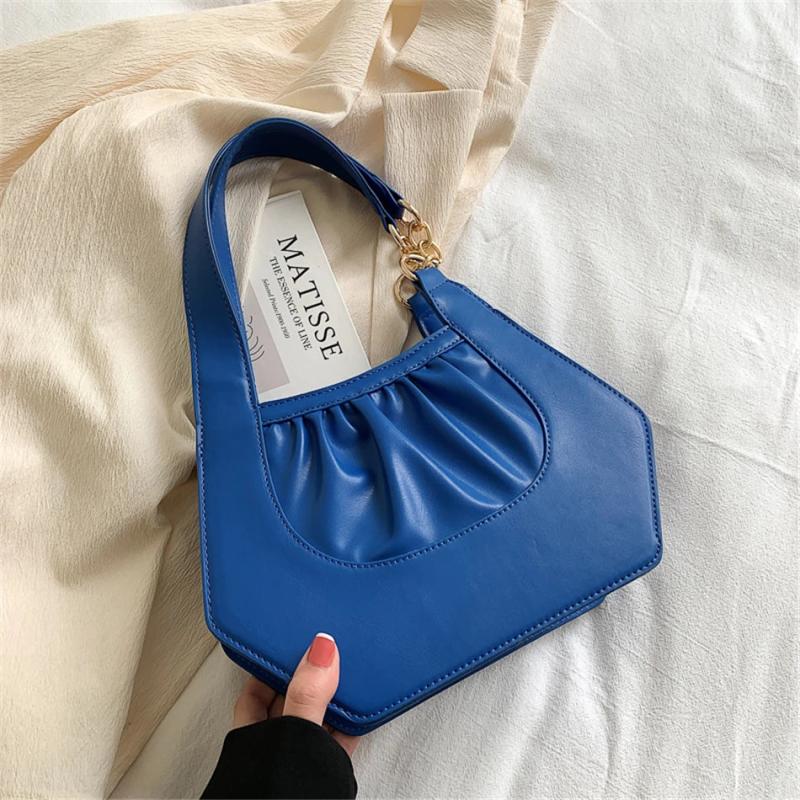 Summer Women's Handbags Ruched PU Leather Shoulder Bags for Women