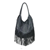 Cowhide Leather Fringe Hobo Bag Women Handbag Tassel Shoulder Bag