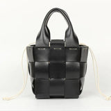 Leather Ladies Messenger Bag Woven Bucket Bag First Layer Cowhide Tanned