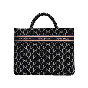 Letter Embroidery Shoulder Handbag with Chain - Large Capacity Tote Bag