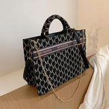 Letter Embroidery Shoulder Handbag with Chain - Large Capacity Tote Bag