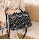 Letter Embroidery Shoulder Handbag with Chain - Large Capacity Tote Bag