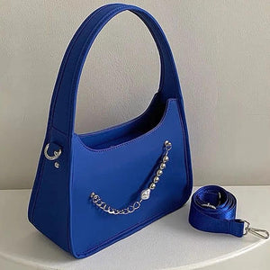 Solid Beading Top Handle Crossbody Shoulder Bag for Women