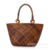Vintage Leather Weave Shoulder Bag