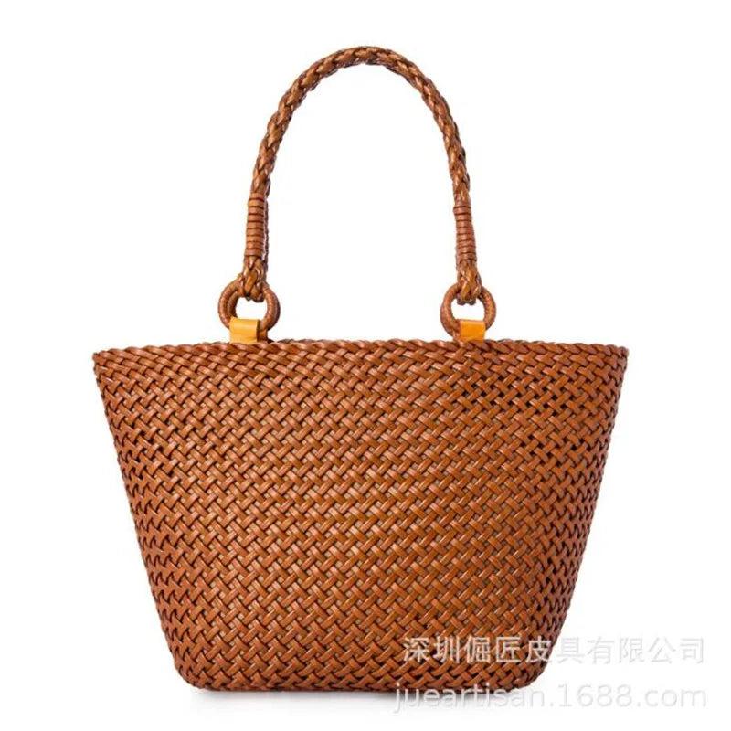 Vintage Leather Weave Shoulder Bag