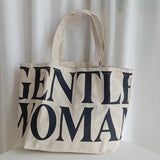 Letter Canvas Shoulder Shopping Bag High Capacity Women's Bags