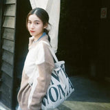Letter Canvas Shoulder Shopping Bag High Capacity Women's Bags