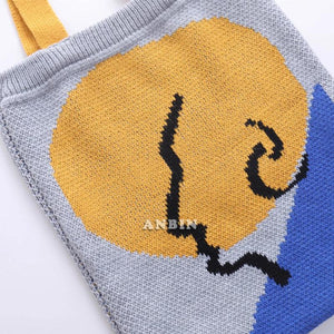 Women Winter Knitted Shoulder Bag Tote Retro Vintage Stylish Handbag