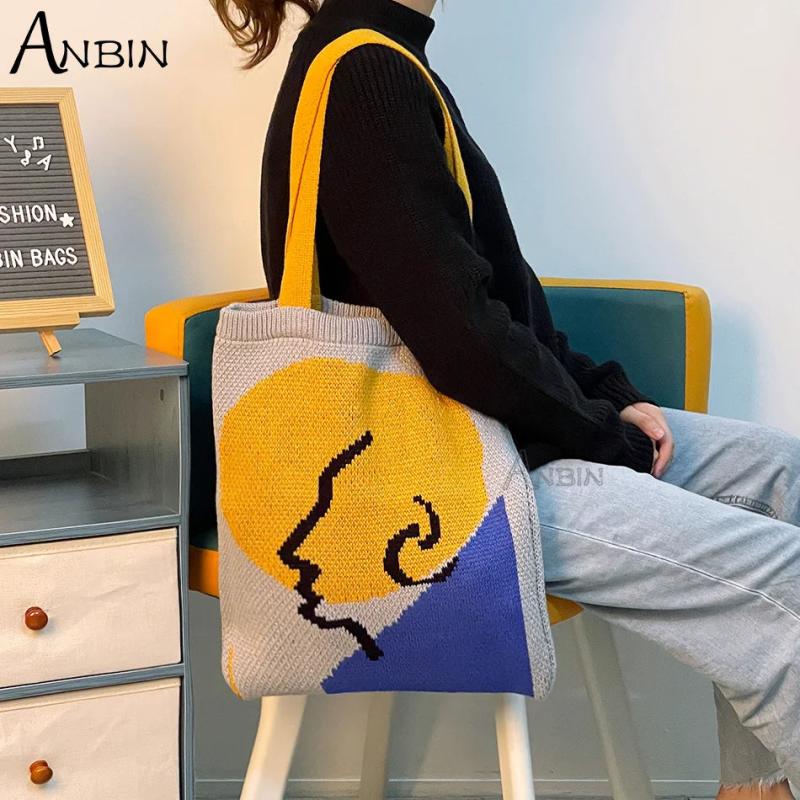 Women Winter Knitted Shoulder Bag Tote Retro Vintage Stylish Handbag