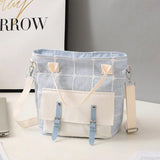 Plaid Shoulder Bag Canvas Crossbody Harajuku Messenger Handbag