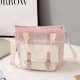 Plaid Shoulder Bag Canvas Crossbody Harajuku Messenger Handbag
