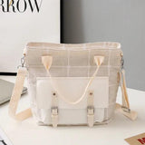 Plaid Shoulder Bag Canvas Crossbody Harajuku Messenger Handbag